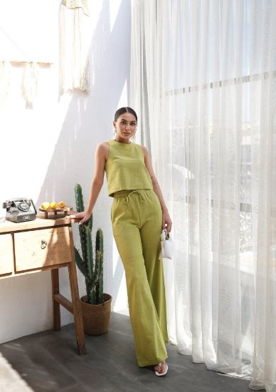 Keten Bluz Ve Pantolon İki̇li̇ Takim resmi
